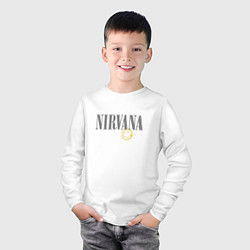 Лонгслив хлопковый детский Nirvana logo smile, цвет: белый — фото 2