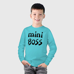 Лонгслив хлопковый детский Mini boss, цвет: бирюзовый — фото 2