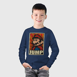 Лонгслив хлопковый детский Jump Mario, цвет: тёмно-синий — фото 2