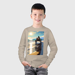 Лонгслив хлопковый детский On the beach, цвет: миндальный — фото 2