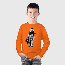 Лонгслив хлопковый детский Луффи король пиратов, цвет: оранжевый — фото 2