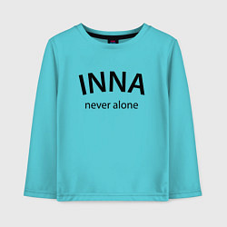 Лонгслив хлопковый детский Inna never alone - motto, цвет: бирюзовый