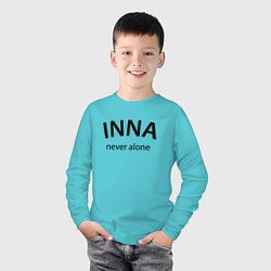 Лонгслив хлопковый детский Inna never alone - motto, цвет: бирюзовый — фото 2