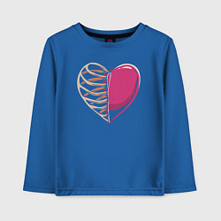 Лонгслив хлопковый детский Сердце в груди, цвет: синий