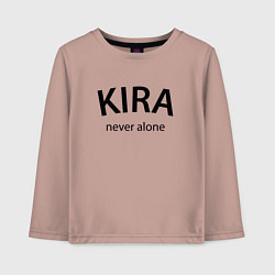 Лонгслив хлопковый детский Kira never alone - motto, цвет: пыльно-розовый