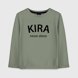 Лонгслив хлопковый детский Kira never alone - motto, цвет: авокадо