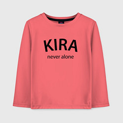 Лонгслив хлопковый детский Kira never alone - motto, цвет: коралловый