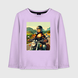 Детский лонгслив Mona Lisa on a motorcycle - ai art