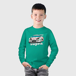 Лонгслив хлопковый детский Toyota Supra Castrol 36, цвет: зеленый — фото 2