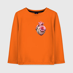 Лонгслив хлопковый детский Настоящее сердце и роза цветка, цвет: оранжевый