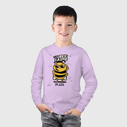 Лонгслив хлопковый детский Why bee cause im cool, цвет: лаванда — фото 2