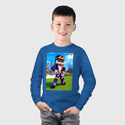 Лонгслив хлопковый детский Jotaro Kujo and Minecraft - collaboration, цвет: синий — фото 2