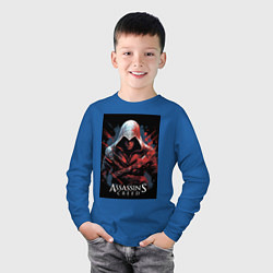 Лонгслив хлопковый детский Assassins creed красные пятна, цвет: синий — фото 2