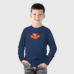 Лонгслив хлопковый детский Мудрая волшебная сова, цвет: тёмно-синий — фото 2