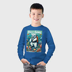 Лонгслив хлопковый детский Polar bear diving - ai art, цвет: синий — фото 2