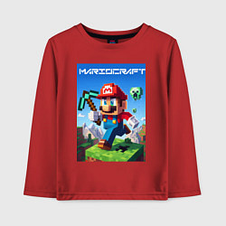 Лонгслив хлопковый детский Minecraft and Mario - ai art collaboration, цвет: красный