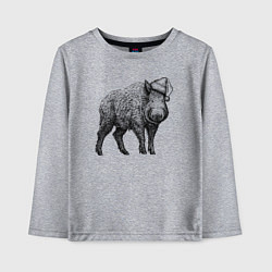 Детский лонгслив Кабан в новогоднем колпаке