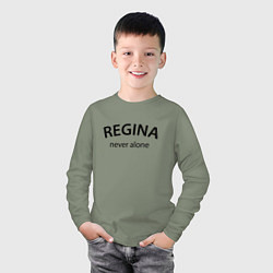 Лонгслив хлопковый детский Regina never alone - motto, цвет: авокадо — фото 2