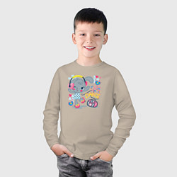 Лонгслив хлопковый детский Cute dance, цвет: миндальный — фото 2