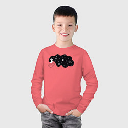 Лонгслив хлопковый детский Космос в волосах, цвет: коралловый — фото 2