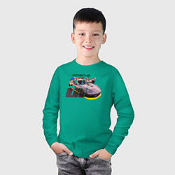 Лонгслив хлопковый детский Спортивный автомобиль Порше, цвет: зеленый — фото 2