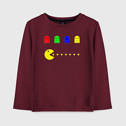 Лонгслив хлопковый детский Персонажи старых компьютерных игр, цвет: меланж-бордовый