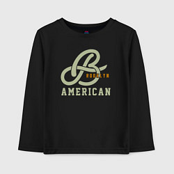 Лонгслив хлопковый детский Brooklyn american, цвет: черный