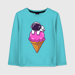 Лонгслив хлопковый детский Space ice cream, цвет: бирюзовый