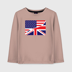 Лонгслив хлопковый детский США и Великобритания, цвет: пыльно-розовый