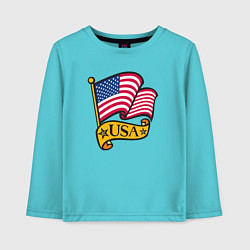 Лонгслив хлопковый детский American flag, цвет: бирюзовый