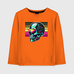 Лонгслив хлопковый детский Cyber skull - fantasy ai art, цвет: оранжевый