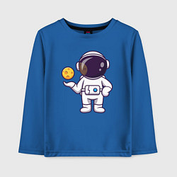 Лонгслив хлопковый детский Космонавт и планета, цвет: синий