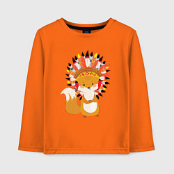 Лонгслив хлопковый детский Fox indian, цвет: оранжевый