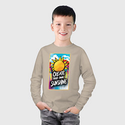 Лонгслив хлопковый детский Create your own sunshine, цвет: миндальный — фото 2