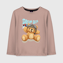 Лонгслив хлопковый детский Плюшевый мишка - мечтатель, цвет: пыльно-розовый