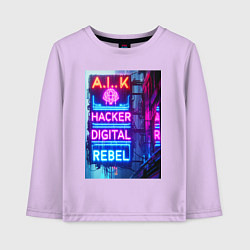 Детский лонгслив Ai hacker digital rebel - neon glow