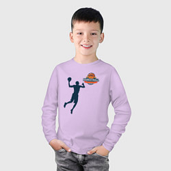 Лонгслив хлопковый детский Игрок в баскетбол basketball, цвет: лаванда — фото 2