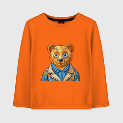 Лонгслив хлопковый детский Медведь в стиле Ван Гога, цвет: оранжевый