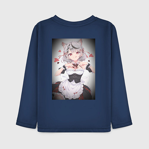 Детский лонгслив Аниме девочка кошечка витубер Sakamata Chloe / Тёмно-синий – фото 2