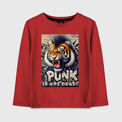 Лонгслив хлопковый детский Cool tiger - punks not dead, цвет: красный
