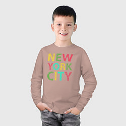 Лонгслив хлопковый детский New York city colors, цвет: пыльно-розовый — фото 2