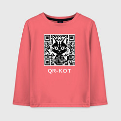 Лонгслив хлопковый детский QR-кот, цвет: коралловый