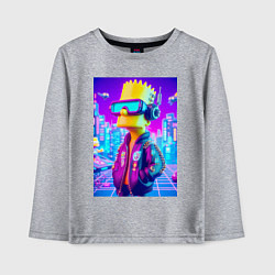 Лонгслив хлопковый детский Cyber Bart on a virtual glasses, цвет: меланж