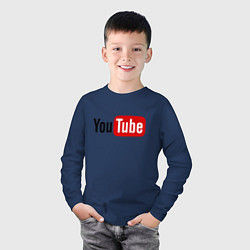 Лонгслив хлопковый детский You tube logo, цвет: тёмно-синий — фото 2