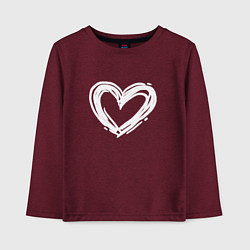 Лонгслив хлопковый детский Белое сердце, цвет: меланж-бордовый
