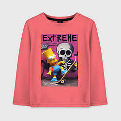 Лонгслив хлопковый детский Bart Simpson and skateboard - extreme, цвет: коралловый