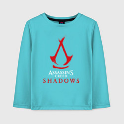 Лонгслив хлопковый детский Assassins creed shadows logo, цвет: бирюзовый