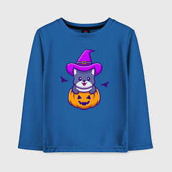 Лонгслив хлопковый детский Kitty halloween, цвет: синий
