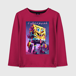 Детский лонгслив Sponge Bob with a pistol - cyberpunk ai art