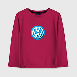 Лонгслив хлопковый детский Volkswagen logo blue, цвет: маджента